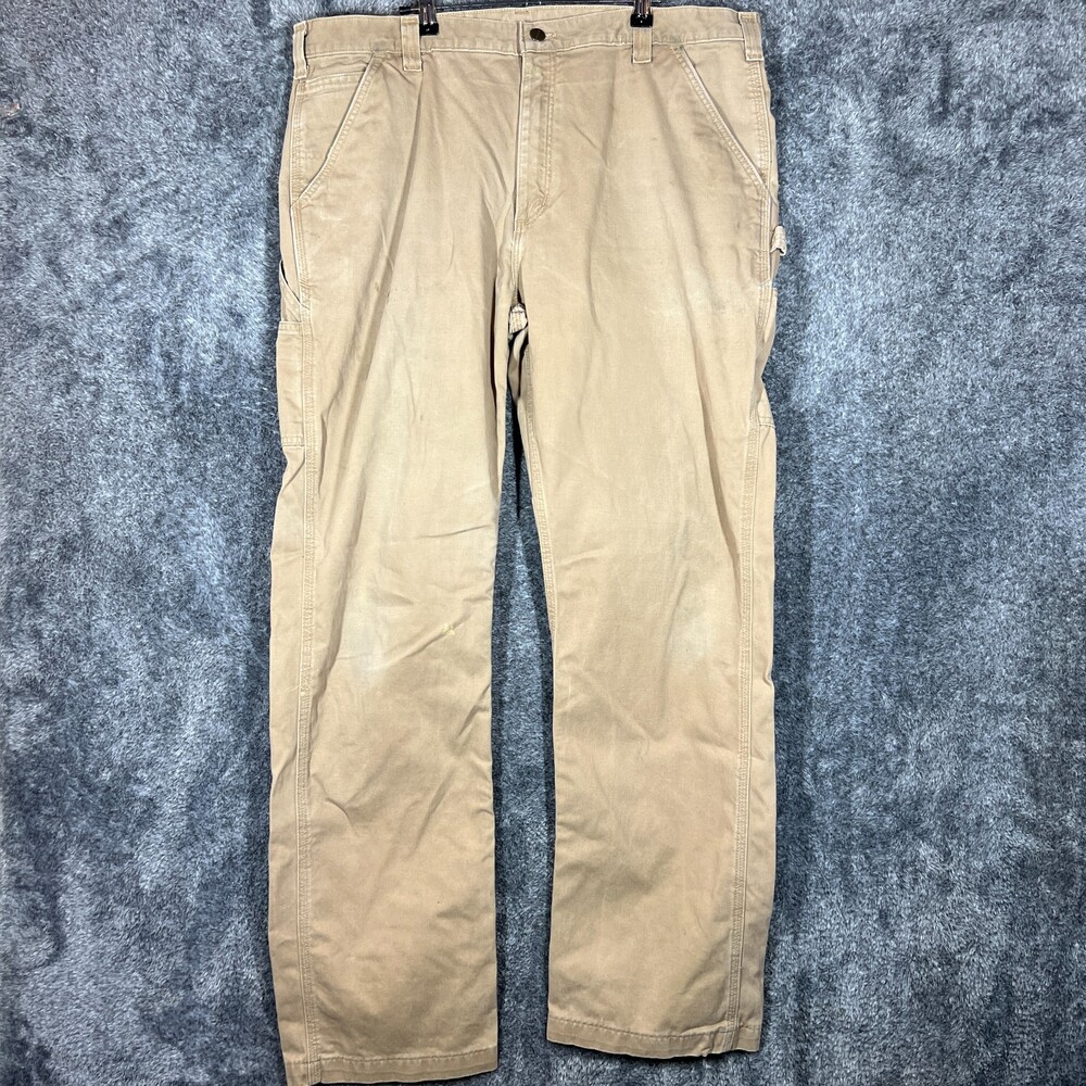 Carhartt Carpenter Pants Mens 40x32 Beige Relaxed Fit Workwear Canvas B324 DKH